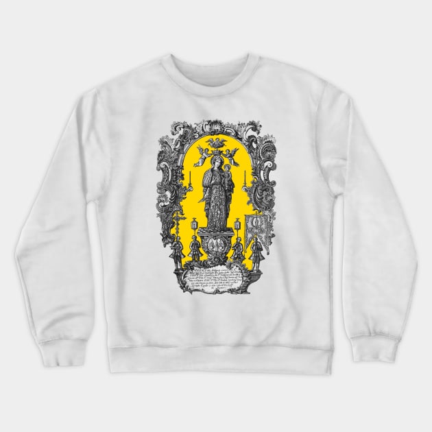 Our Lady of Antiquity Woodcut Print Crewneck Sweatshirt by Catholicamtees